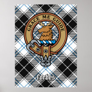 Clan Forbes Crest over jurk Tartan Poster