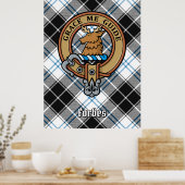 Clan Forbes Crest over jurk Tartan Poster (Keuken)