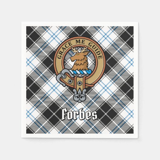 Clan Forbes Crest over jurk Tartan Servet (Voorkant)