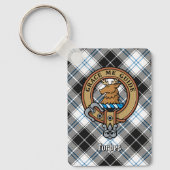 Clan Forbes Crest over jurk Tartan Sleutelhanger (Voorkant)