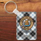 Clan Forbes Crest over jurk Tartan Sleutelhanger (Voorkant)