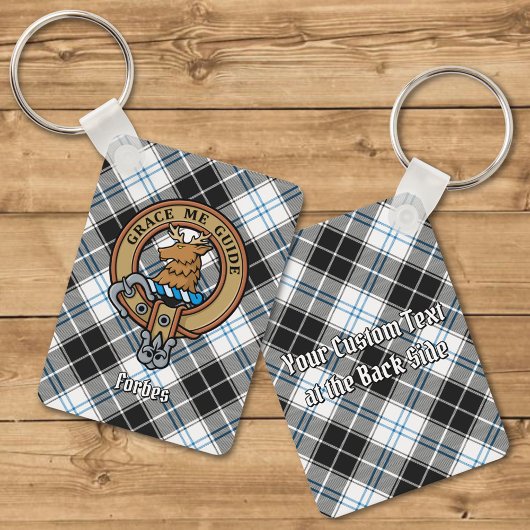 Clan Forbes Crest over jurk Tartan Sleutelhanger