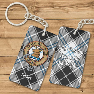 Clan Forbes Crest over jurk Tartan Sleutelhanger