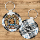 Clan Forbes Crest over jurk Tartan Sleutelhanger