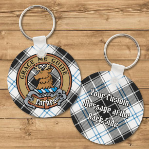 Clan Forbes Crest over jurk Tartan Sleutelhanger