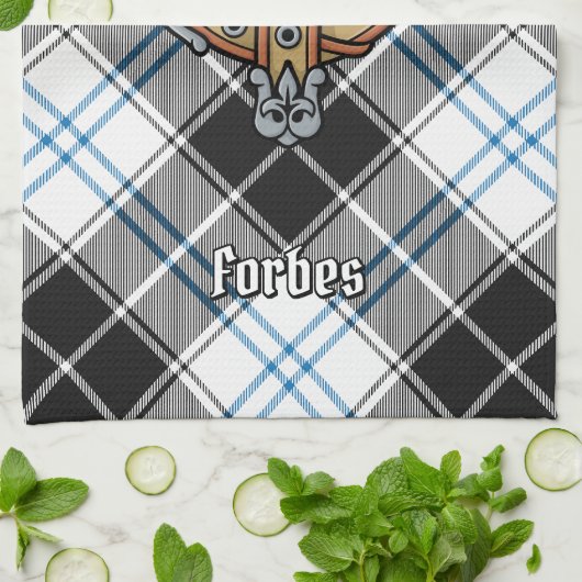 Clan Forbes Crest over jurk Tartan Theedoek (Gevouwen)
