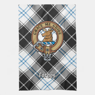 Clan Forbes Crest over jurk Tartan Theedoek