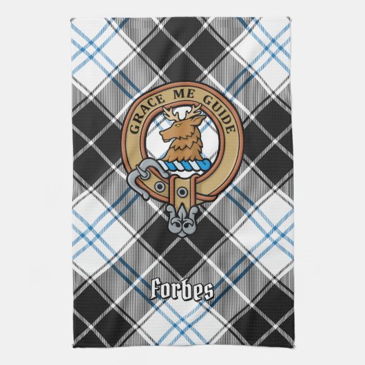 Clan Forbes Crest over jurk Tartan Theedoek (Verticaal)