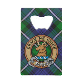 Clan Forbes Crest over Tartan Creditkaart Flessenopener (Voorkant)