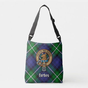 Clan Forbes Crest over Tartan Crossbody Tas