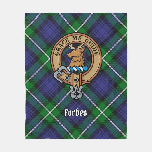Clan Forbes Crest over Tartan Fleece Deken (Voorkant)