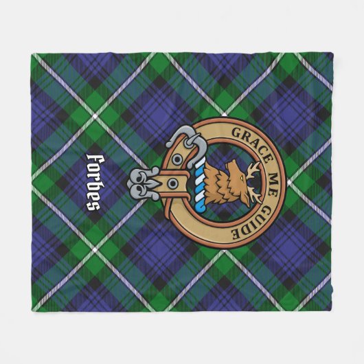 Clan Forbes Crest over Tartan Fleece Deken (Voorkant (Horizontaal))