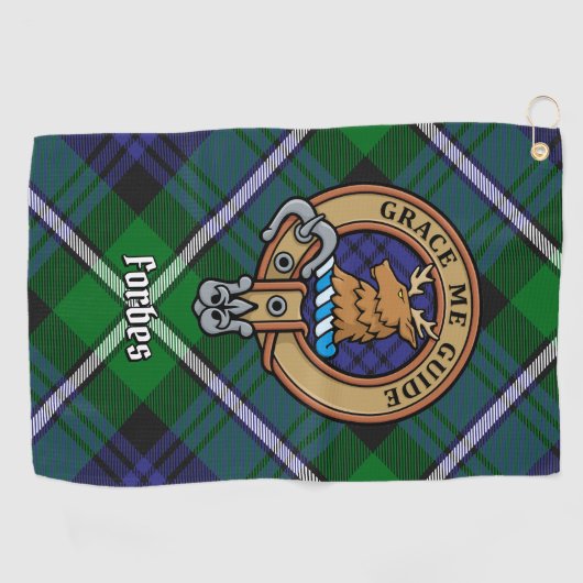 Clan Forbes Crest over Tartan Golfhanddoek (Horizontaal)