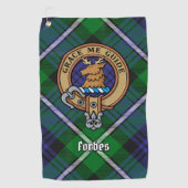 Clan Forbes Crest over Tartan Golfhanddoek (Voorkant)