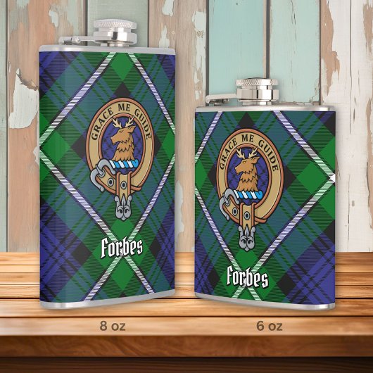 Clan Forbes Crest over Tartan Heupfles