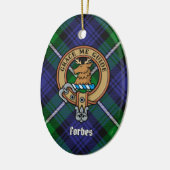 Clan Forbes Crest over Tartan Keramisch Ornament (Links)