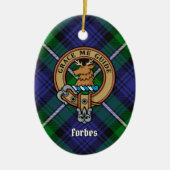 Clan Forbes Crest over Tartan Keramisch Ornament (Voorkant)