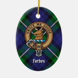Clan Forbes Crest over Tartan Keramisch Ornament