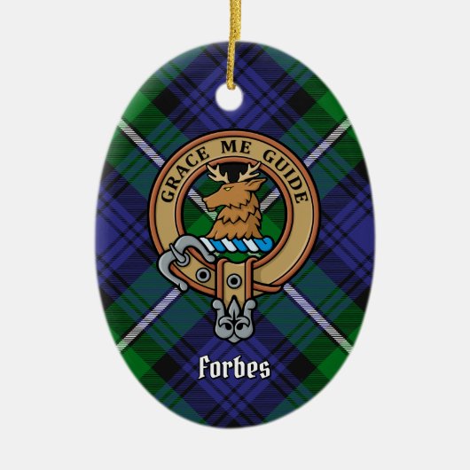 Clan Forbes Crest over Tartan Keramisch Ornament (Voorkant)