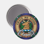 Clan Forbes Crest over Tartan Magneet (Voorkant / Achterkant)