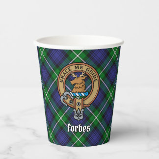 Clan Forbes Crest over Tartan Papieren Bekers