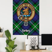 Clan Forbes Crest over Tartan Poster (Thuiskantoor)