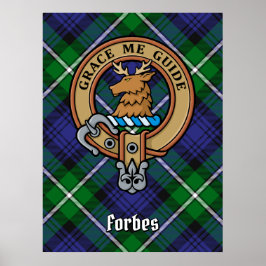 Clan Forbes Crest over Tartan Poster
