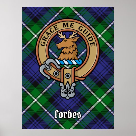 Clan Forbes Crest over Tartan Poster (Voorkant)