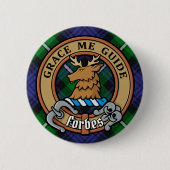 Clan Forbes Crest over Tartan Ronde Button 5,7 Cm (Voorkant)
