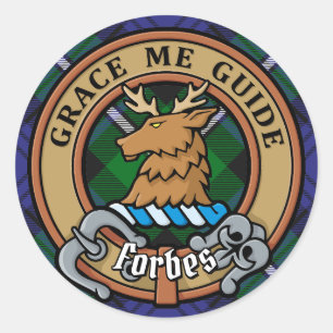 Clan Forbes Crest over Tartan Ronde Sticker