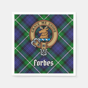 Clan Forbes Crest over Tartan Servet