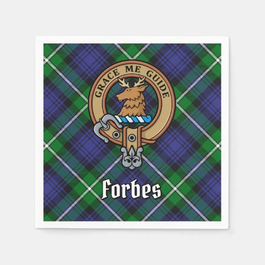 Clan Forbes Crest over Tartan Servet (Voorkant)