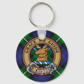 Clan Forbes Crest over Tartan Sleutelhanger (Voorkant)