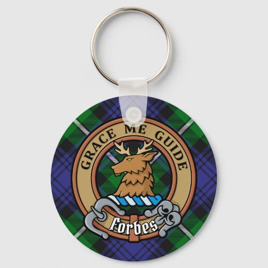 Clan Forbes Crest over Tartan Sleutelhanger (Voorkant)