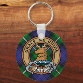 Clan Forbes Crest over Tartan Sleutelhanger (Voorkant)