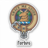 Clan Forbes Crest over Tartan Sticker (Voorkant)