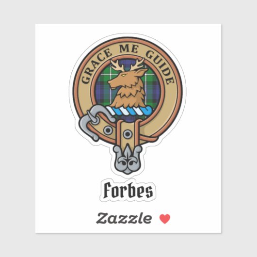 Clan Forbes Crest over Tartan Sticker (Vel)