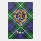 Clan Forbes Crest over Tartan Theedoek (Verticaal)