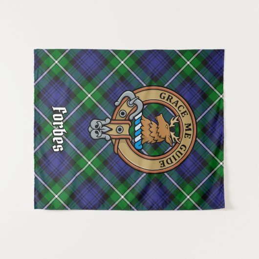 Clan Forbes Crest over Tartan Wandkleed (Voorkant (horizontaal))