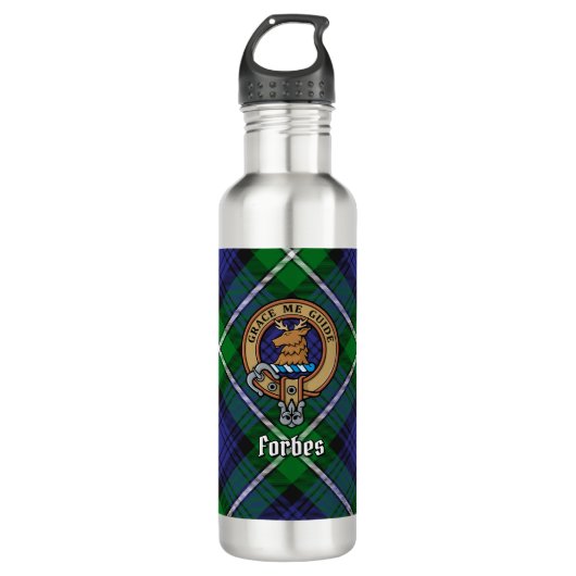 Clan Forbes Crest over Tartan Waterfles (Voorkant)