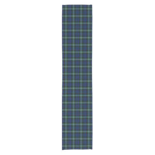 Clan Forbes Tartan Blauw en Groen Schots Plaid Korte Tafelloper (Voorkant)