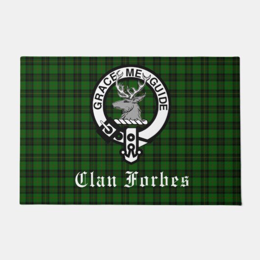 Clan Forbes Tartan en Crest Badge   Deurmat (Voorkant)