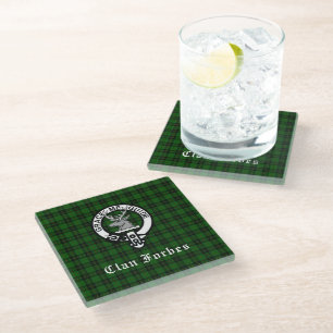 Clan Forbes Tartan en Crest Badge  Glazen Onderzetter