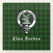 Clan Forbes Tartan en Crest Badge Glazen Onderzetter (Voorkant)