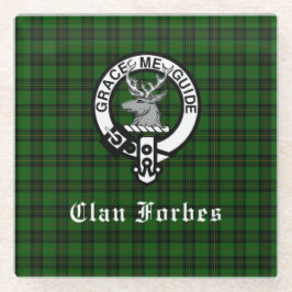 Clan Forbes Tartan en Crest Badge Glazen Onderzetter