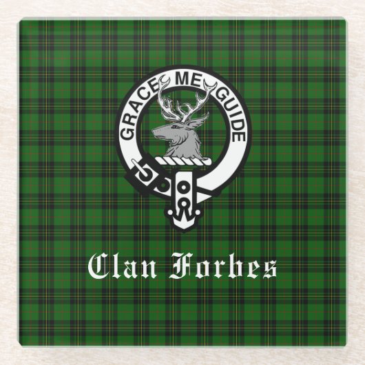 Clan Forbes Tartan en Crest Badge Glazen Onderzetter (Voorkant)