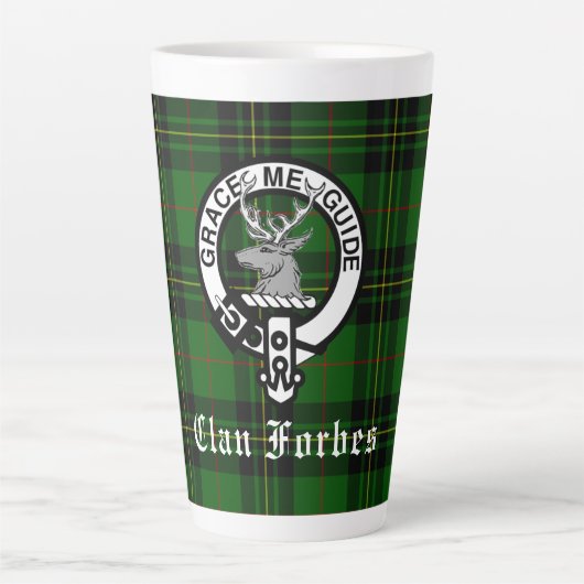 Clan Forbes Tartan en Crest Badge Latte Mok (Voorkant)