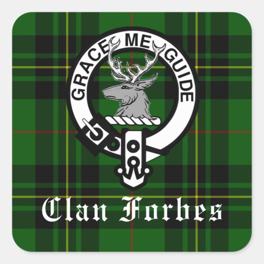 Clan Forbes Tartan en Crest Badge Vierkante Sticker (Voorkant)