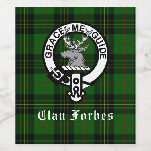 Clan Forbes Tartan en Crest Badge Wijn Etiket (Enkel label)