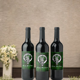 Clan Forbes Tartan en Crest Badge Wijn Etiket